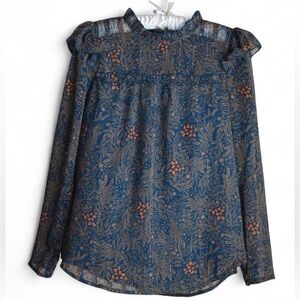 Alice Blue Ruffled floral-print crepe blouse ALICE BLUE Long Sleeves Top